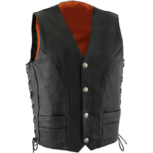 Chaleco de Motociclismo Samroz Sports, de Cuero Genuino, Personalizado, Casual, con Cierre de Cremallera en V, Precios Económicos al por Mayor, Transpirable, para Hombre - Product Image 1
