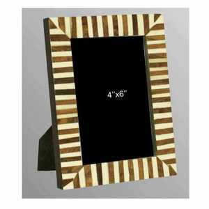 Luxury Handmade Oval Bone Inlay Photo <b>Frame</b> Black <b>White</b> Chevron Pattern Decorative Tabletop <b>Picture</b> <b>Frame</b> Home Hotel Wedding - Product Image 1