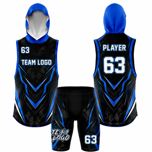 Conjunto de Uniforme de Fútbol 7v7 Sublimado Personalizado, Camiseta sin Mangas con Capucha, Pantalones Cortos de Compresión para Hombre, Jersey Transpirable de Secado Rápido - Product Image 6