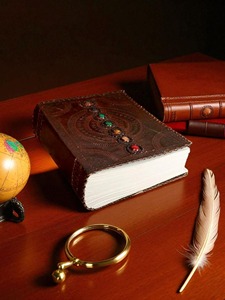 Handmade Leather Journal: Embossed Seven Chakra Stone <b>Book</b> of Shadows - Product Image 4