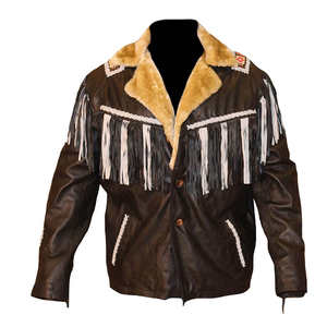 Chaqueta de Cuero de Gamuza Estilo Vaquero Occidental Tradicional Unisex de Última Moda con Flecos y Adornos - Product Image 4