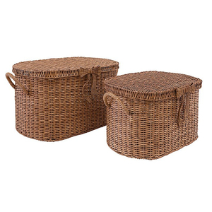 Sustainable Water Hyacinth Storage <b>Basket</b> Handmade Woven <b>Basket</b> <b>With</b> <b>Lids</b> Natural Home Organizer Wholesale B2B Bulk Low MOQ - Product Image 2