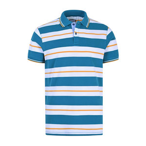 Polo à manches courtes rayé pour homme, coupe classique, style décontracté, tissu tricoté, bleu, blanc, orange, nouvelle conception pour homme - Product Image 1