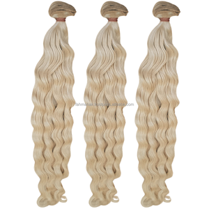Cabello rubio ondulado natural Remy 100% de trama única - Product Image 3