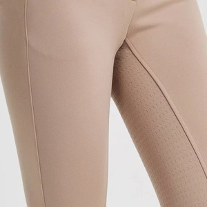 Culotte d'équitation taille haute pour femme, longueur intégrale, en tricot extensible quatre directions (Spandex, Polyester), avec poches, couleur unie beige, séchage rapide, pour l'équitation - Product Image 6