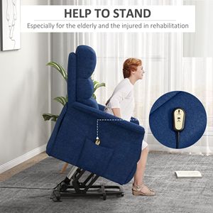 Poltrona Elettrica Reclinabile Blu Scuro per Anziani con Telecomando e Tasche Laterali per Soggiorno - Product Image 4