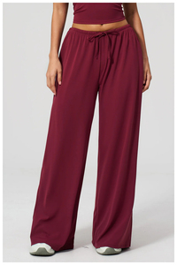 <span class=keywords><strong>Pantalones</strong></span> Anchos <span class=keywords><strong>de</strong></span> Cintura Alta para Mujer, Colores Personalizados, con Cordón Ajustable, Corte Holgado, Largos, Color Sólido, Casuales, Transpirables, 100% Verano - Product Image 3