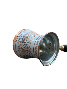 3-Piece Hand-Carved White Copper Turkish Coffee Pot <b>Set</b> Engraved Floral Cezve Ibrik Trio Traditional <b>Arabic</b> Greek Coffee Maker - Product Image 3