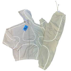 Ensemble de survêtement décontracté à capuche 2-en-1 en nylon 100% de haute qualité, broderie lettre, coupe-vent, séchage rapide, veste et pantalon, été - Product Image 5