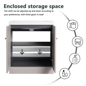 Mobile bagno freestanding da 30 pollici con 2 ante ammortizzate, senza lavabo (confezione KD) - Product Image 4