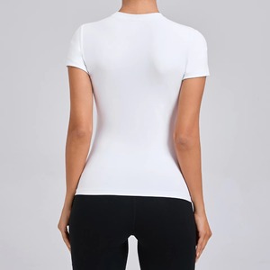 Camiseta de Manga Corta para Mujer, Cuello Redondo, Ajustada, Elástica, 95% Viscosa, 5% Spandex, Talla Estadounidense Personalizada - Product Image 6