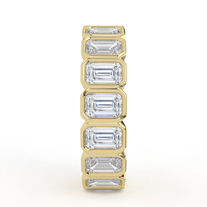 Solid Yellow Gold Lab Grown Diamond <b>Ring</b> Emerald Cut Full Bezel Set Closed Loop Geometric Unbroken Eternity Band Jewelry - Product Image 5