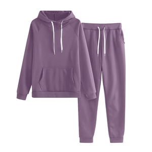 Ensemble jogging pour femmes grandes tailles, sweat-shirt et pantalon de jogging en coton uni, décontracté, respirant, personnalisé - Product Image 4