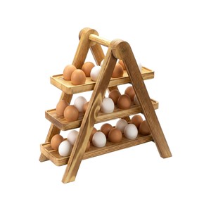 Decorative Wooden <b>Egg</b> Display Stand 3 Layer Triangle <b>Egg</b> Holder for Countertop - Unique Farmhouse Kitchen <b>Storage</b> Gift Idea - Product Image 1