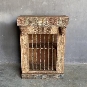 Meilleure collection de consoles de bar vintage en bois avec grille en fer, art himalayen antique - Product Image 3