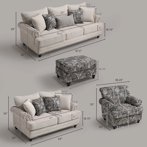 <b>SOFA</b> LOUNGE SET Minimalist from Vietnam Sectional <b>Sofa</b> style High Density Sponge Velvet <b>Pillow</b> Back Metal/Wood - Product Image 2