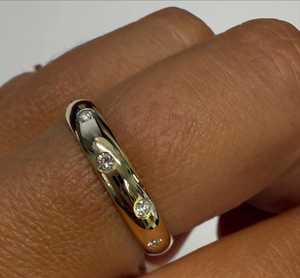 Bague de mariage à dôme dissimulé avec diamant de laboratoire, en or 14k 18k, pour homme et femme, empilable, vente en gros fabricant - Product Image 5