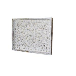 Plateau de service rectangulaire en nacre, artisanat, pour servir et ranger bouteilles de vin et verres - Product Image 3