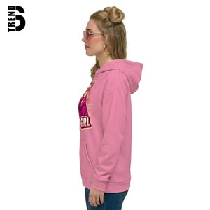 Sudadera con Capucha Rosa de Punto para Mujer con Estampado de Personaje 'Hot Girl' en la Parte Delantera, Sudadera Informal de Manga Larga de Algodón para Invierno - Product Image 3