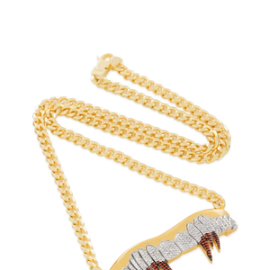 Pendentif en forme de dents d'animaux plaqué or avec incrustation de strass, style hip-hop, charme unisexe - Product Image 4