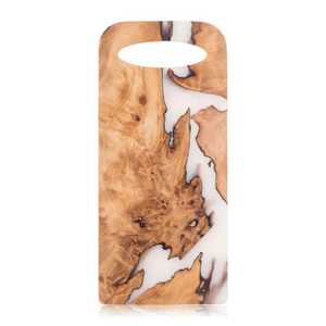 Juego de 4 bandejas redondas de resina epoxi azul con borde natural de madera de acacia, plato decorativo artesanal para restaurantes de lujo - Product Image 2