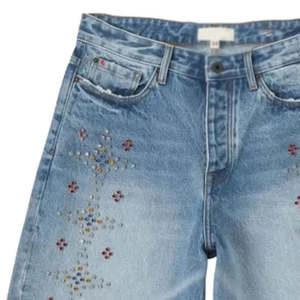 Shorts en jean pour hommes de qualité supérieure, coupe classique, avec logo, design vintage délavé et strass, vente en gros - Product Image 5