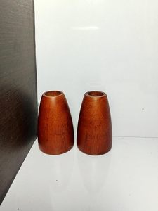 Round Wooden Table Vase Brown Decorative Flower Holder Art Deco Desktop Centerpiece - Product Image 3