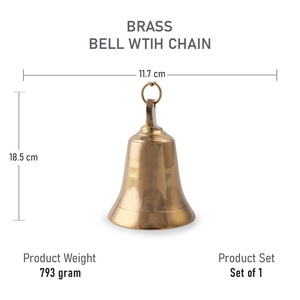 Brass Hanging Temple Bells with Chain Decorative <b>Mandir</b> Ghanti for Pooja Room Home Entrance Spiritual Decor - Product Image 6