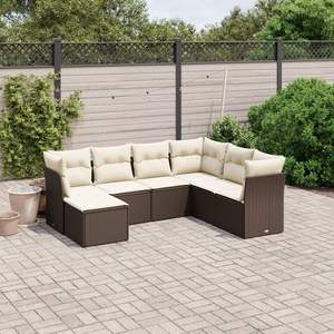 Conjunto de Sofá Grande para Jardín en Poliratán Marrón con Muebles de Patio de Acero con Recubrimiento en Polvo - Product Image 1