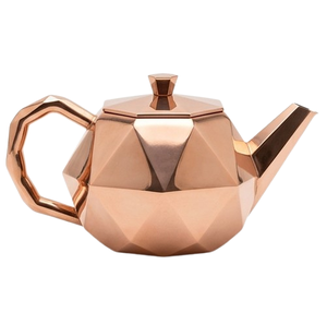 Handcrafted Silver Finished Modern Geometric <b>Stainless</b> <b>Steel</b> <b>Teapot</b> Metal Tea Pot Metal Luxury Hotel Restaurant Catering Serving - Product Image 2