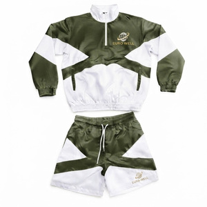 Ensemble de survêtement unisexe personnalisé avec short coupe-vent doublé en maille, léger, décontracté, deux pièces, à capuche, en nylon épais pour l'automne - Product Image 5