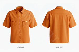 Chemise décontractée respirante et légère à manches courtes, couleur unie, avec poches avant personnalisées, confortable pour l'été - Product Image 4