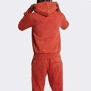100% Cotton Heavyweight Winter Wear Acid Washed Tracksuit Distressed Sun Faded <b>Pullover</b> Hoodie Sweatpants Set For <b>Men</b> - Product Image 3