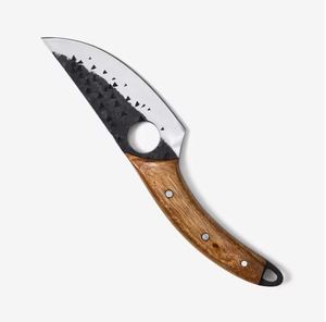 Couteau de chasse EDC forgé à la main, couteau à lame fixe personnalisé avec poignée à trou pour le pouce et manche en bois, couteau compact pour la survie en plein air - Product Image 5