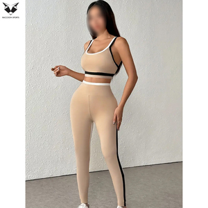 Conjunto Deportivo Casual de Dos Piezas, Top Corto y Pantalones con Bloques de Color, Conjunto de Sujetador Deportivo Transpirable y Leggings de Cintura Alta - Product Image 4