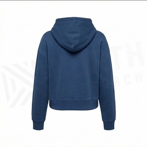 Sweat-shirt à capuche court en molleton de coton épais pour femme, avec imprimé et broderie, idéal pour l'hiver et les activités sportives - Product Image 2