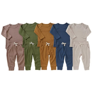 Ventes chaudes, pyjamas pour bébés, ensembles de vêtements en coton pour garçons, ensembles personnalisés pour enfants, ensembles de couleur unie, ensembles tricotés pour enfants, survêtements pour enfants - Product Image 6