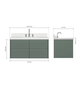 Meuble de salle de bain OEM Xerxes 42 pouces, vasque simple, uniquement le meuble, 4 options de finition, vente en gros, usine du Vietnam - Product Image 2