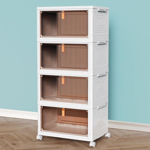Bacs de rangement en plastique à 4 niveaux avec couvercles, organisateur empilable pour chambre, salon et bureau - Product Image 1