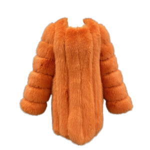 Manteau long en fausse fourrure tricotée unie et écologique pour l'hiver, ODM personnalisé, manches longues, mode féminine, doublure en soie - Product Image 1