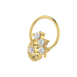 14K <b>Gold</b> Flower Design 0.08ct Round Brilliant Cut Natural Diamond <b>Nose</b> Pin with GIA Certificate - Product Image 4