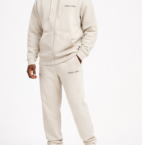New High Quality Trending Men's Heavyweight Fleece Tracksuit Zip Hoodie and Jogger Sweatpants <b>Set</b> For Men Women - Product Image 3
