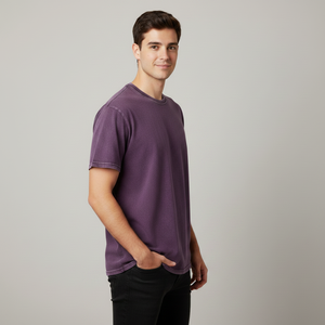 T-shirt décontracté premium pour homme, brodé, en coton tricoté rafraîchissant, coupe classique, couleur unie, respirant, streetwear quotidien, coupe ample - Product Image 1