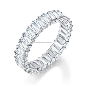 Luxury Baguette Cut Moissanite Eternity <b>Ring</b> 925 Sterling <b>Silver</b> Full Band Wedding Jewelry <b>Statement</b> <b>Ring</b> For Women - Product Image 1