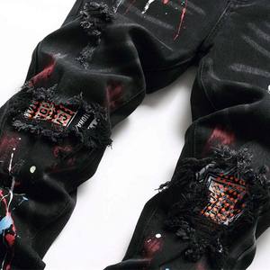 Pantalones Vaqueros Desgastados de Moda Primavera para Hombre, Corte Regular, Estilo Casual, Frente Plano, Transpirables, Pantalones Vaqueros de Venta Caliente - Product Image 5