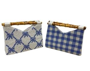Sac fourre-tout en toile brodée vert et blanc avec poignée en bambou, sac promotionnel tendance, motif personnalisé - Product Image 2