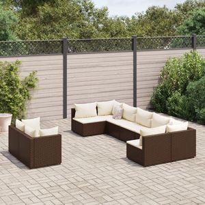 Brown Cream Outdoor Garden <b>Sofa</b> <b>Set</b> PE Rattan Waterproof Cushions Patio Furniture Elegant Design - Product Image 1