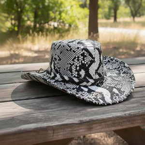 Sombrero de Vaquero de Piel de Serpiente Ajustable para las Cuatro Estaciones, Unisex, para Viajes al Aire Libre, Pesca, Aventura, de Primera Calidad - Product Image 2