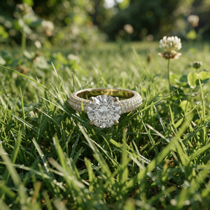 Bague de fiançailles solitaire personnalisée en or 10K avec diamant Moissanite taille brillant, sertie à griffes et pavé, pour femme, idéale pour anniversaire ou fête - Product Image 6