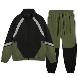 Survêtement à capuche en plaid pour homme OEM |   Ensemble veste zippée et jogging avec logo personnalisé, 100% coton, vente en gros d'usine, vêtements de sport - Product Image 2